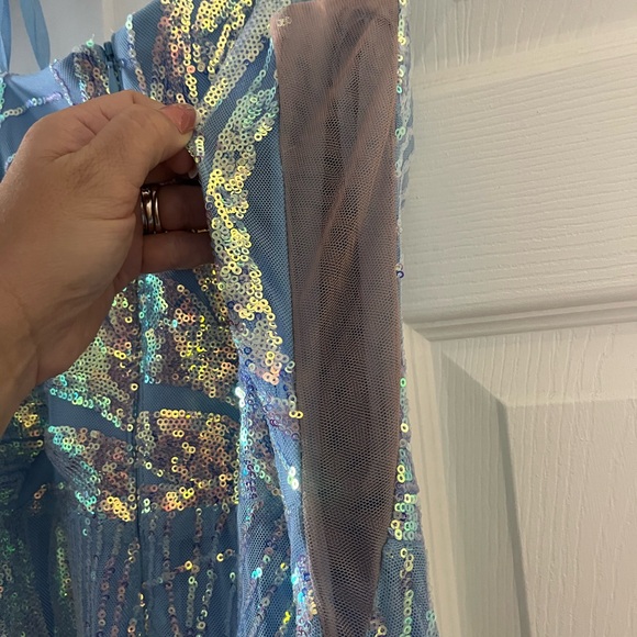 Sky blue iridescent prom dress / formal dress was used for 4 hours. No tags - Picture 2 of 10